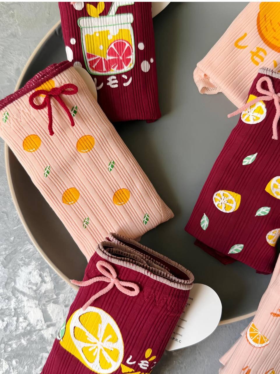 شورت نخی فانتزی طرح لیمو 🍋