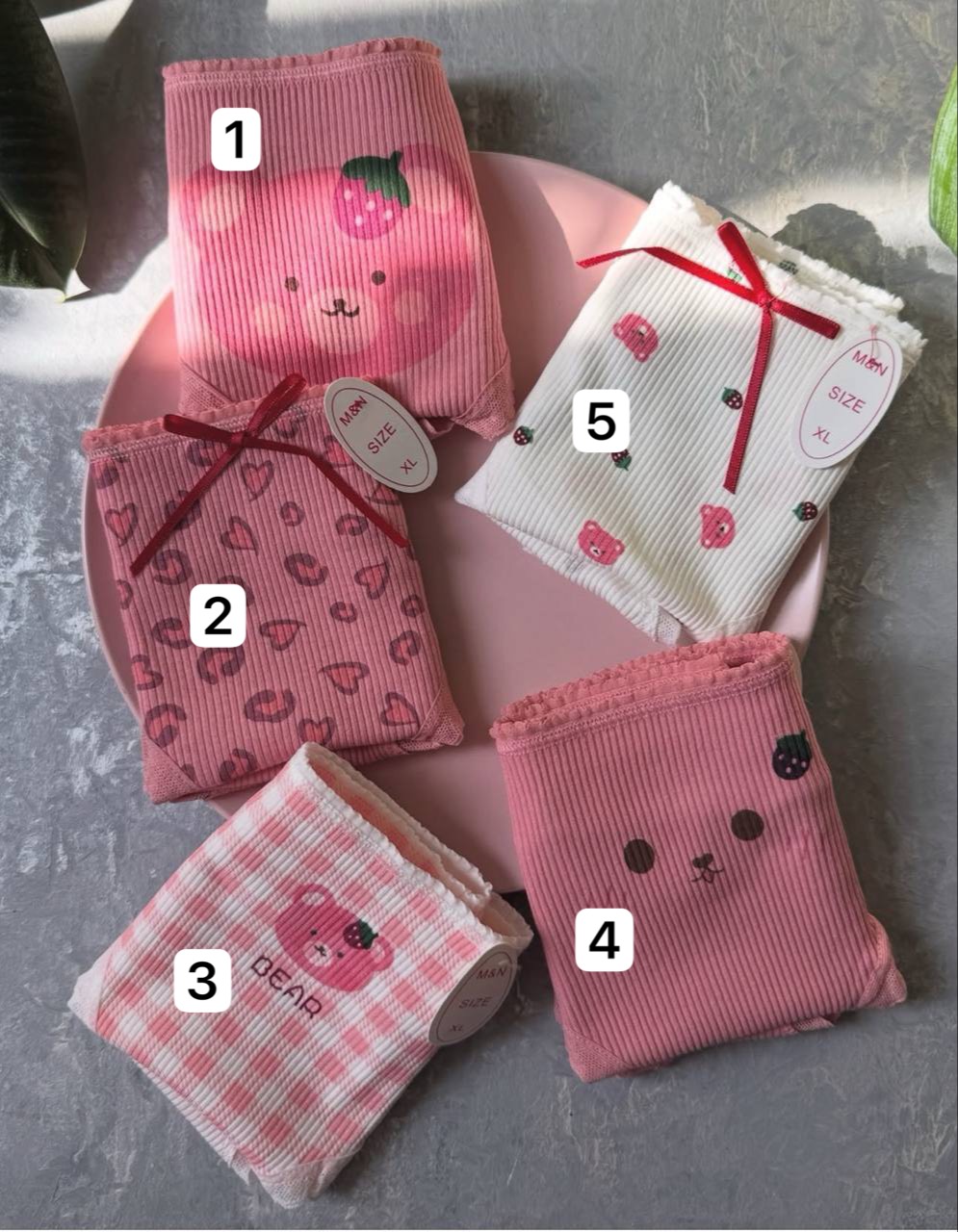 شورت نخی عروسکی سایز 3xl طرح خرس صورتی 🩷