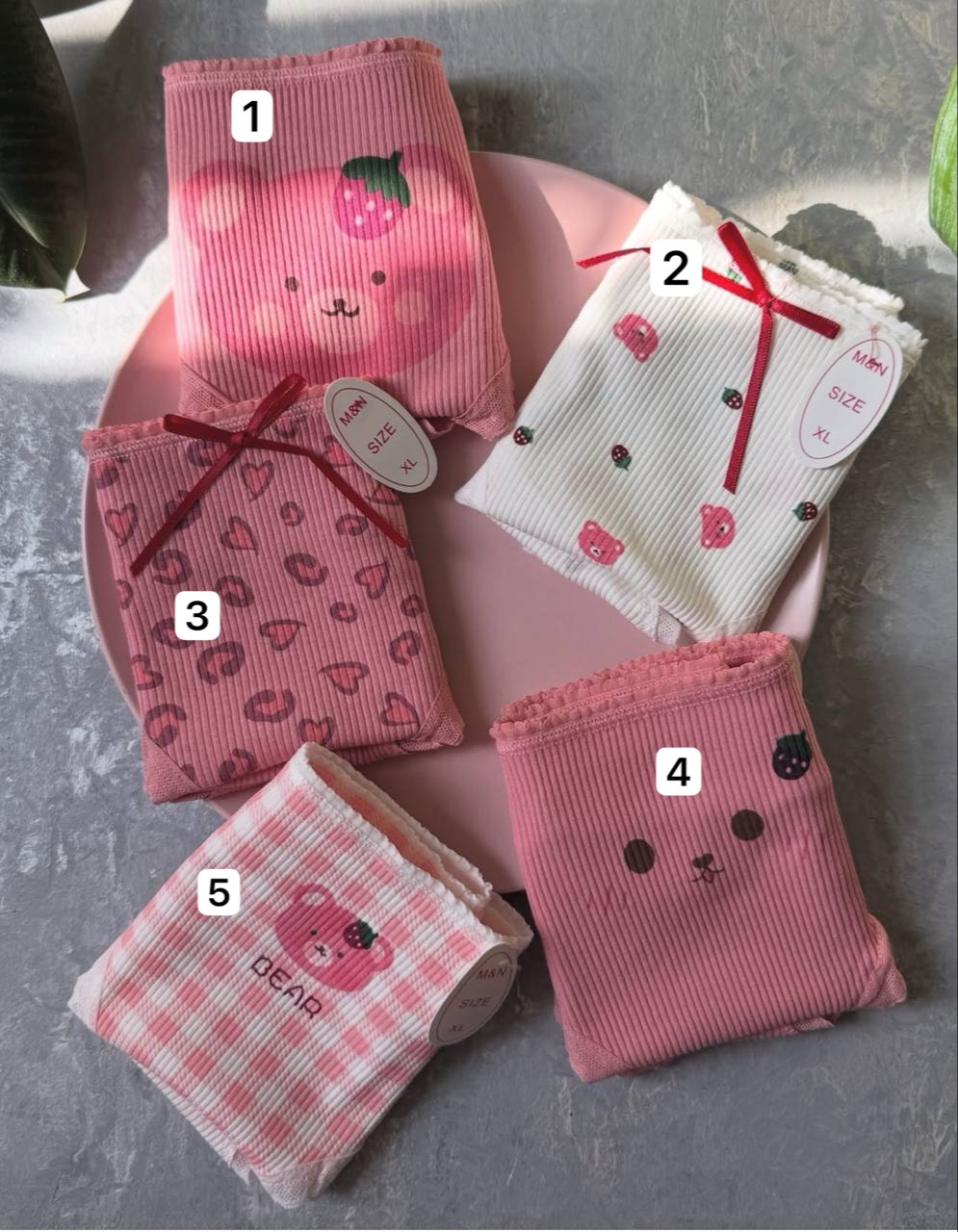 شورت نخی عروسکی xl طرح خرس صورتی 🐻🩷