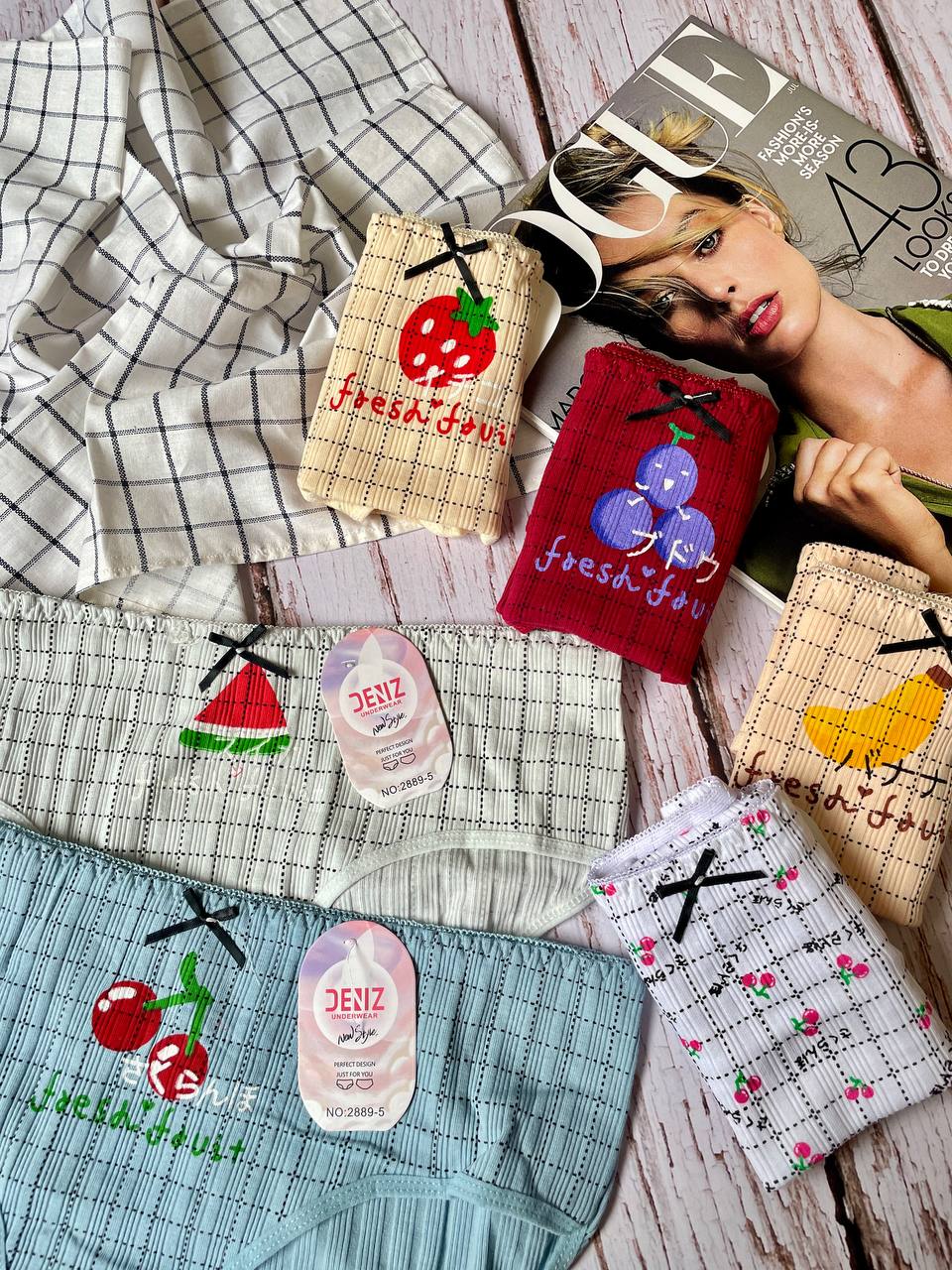 شورت نخی عروسکی 2xl طرح میوه🫐🍒