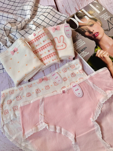 شورت نخی عروسکی سایز 3xl طرح خرگوش صورتی🐰🎀