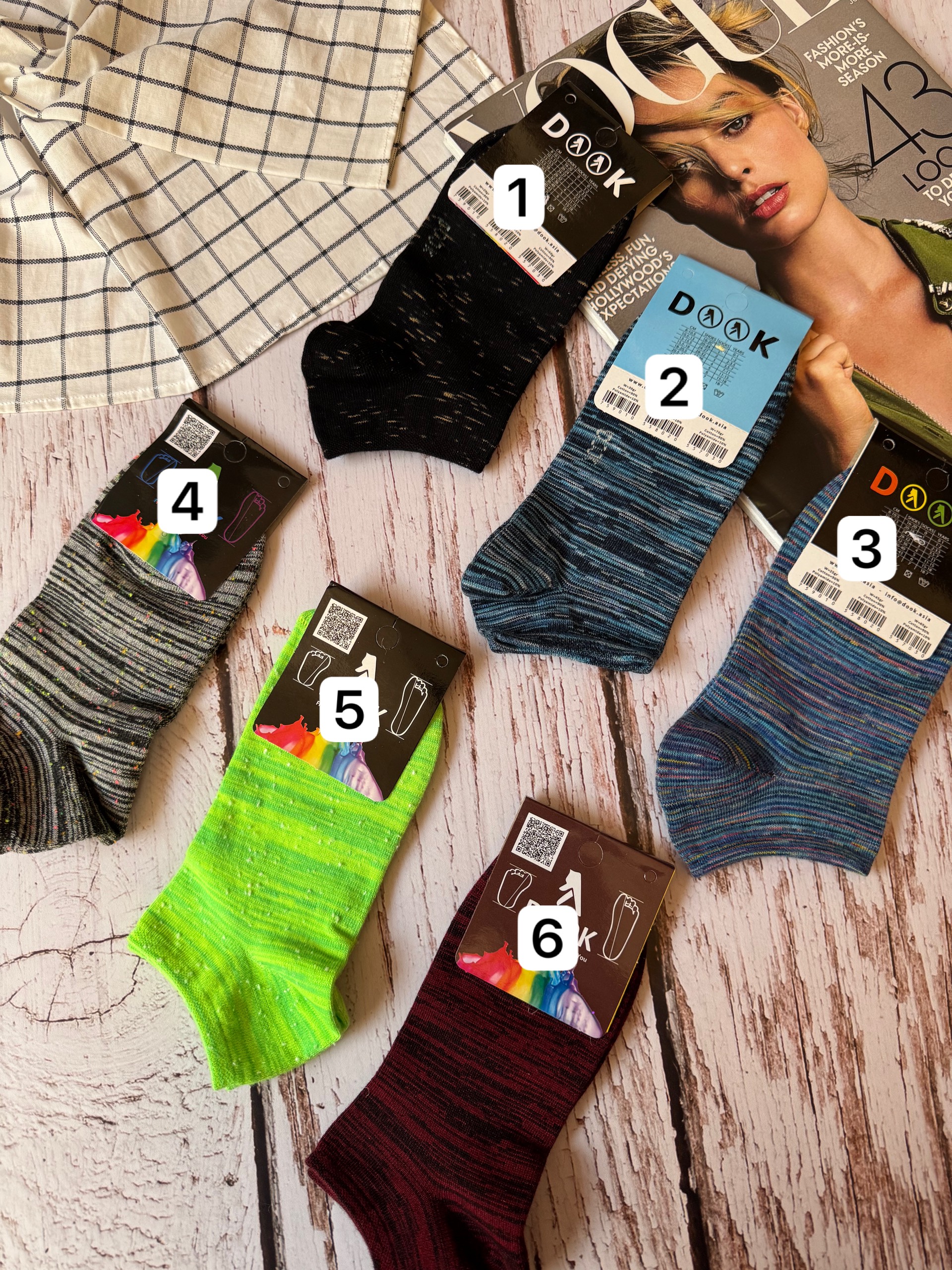 جوراب مچی زنانه نخی طرح راه راه dook