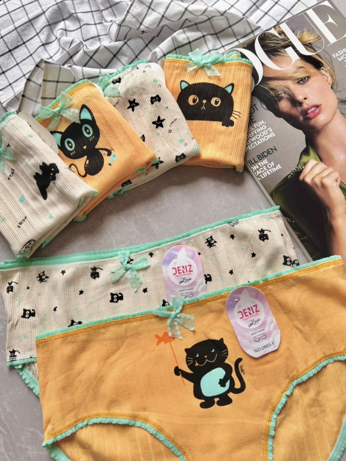 شورت نخی عروسکی سایز 2xl طرح cat 🐈‍⬛🩵