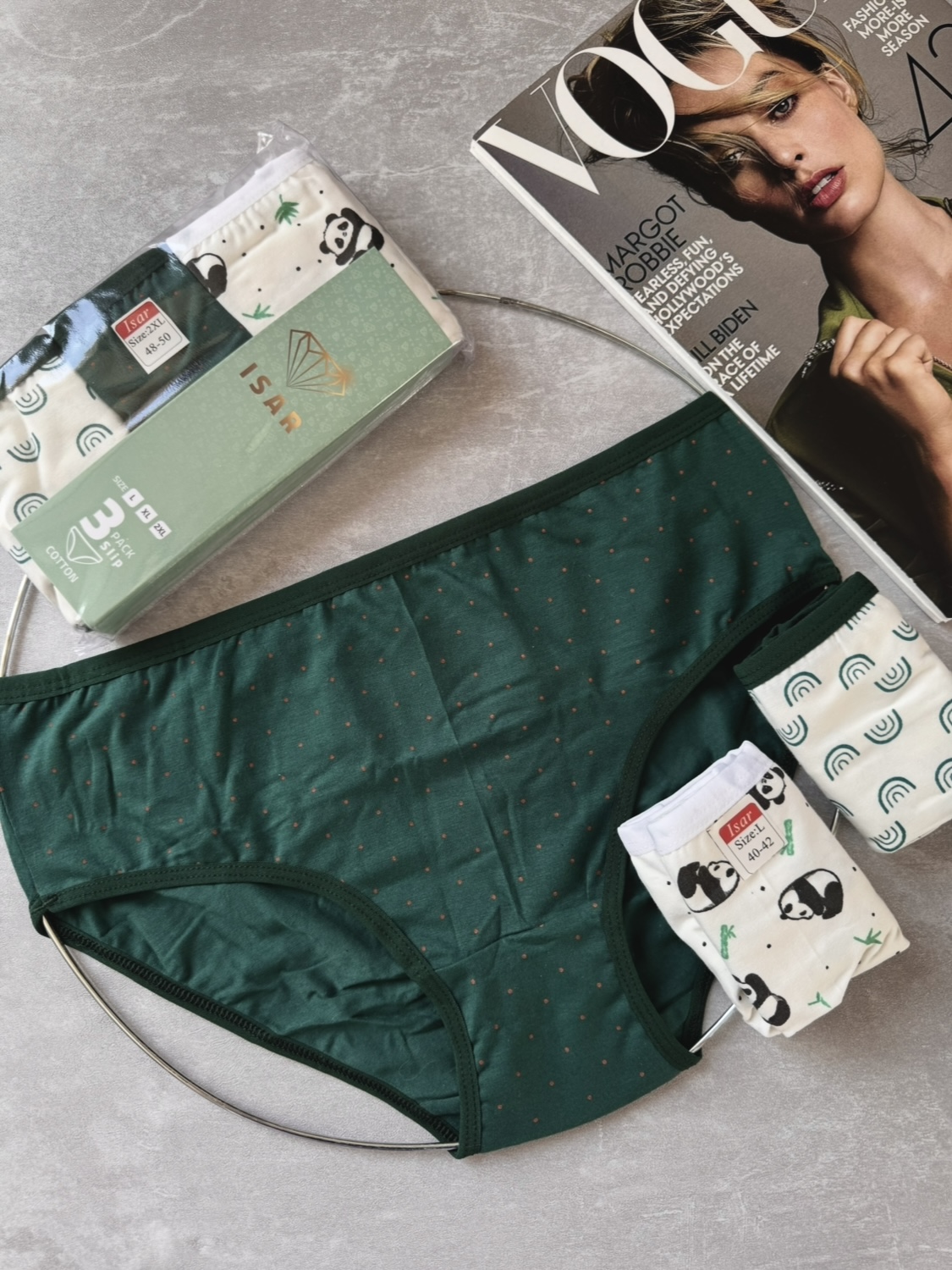 پک ۳ عددی شورت نخ پنبه سایزبندی 40 تا 5۲ طرح پاندا سبز🐼💚