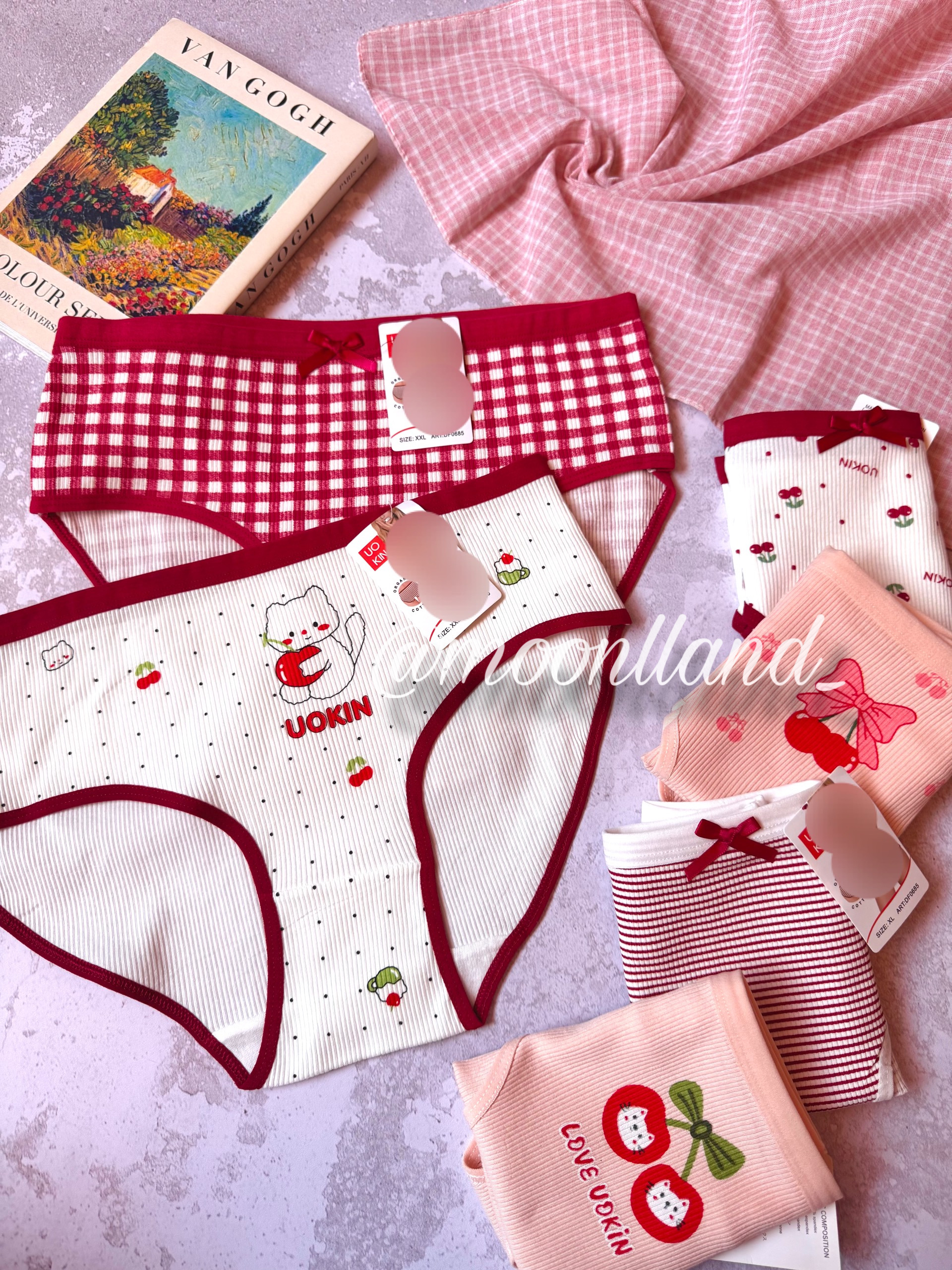 شورت نخی کبریتی عروسکی یوکین سایزبندی 34-44 طرح گربه گیلاسی 🐈🍒