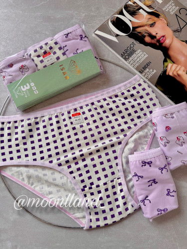 پک ۳ عددی شورت نخ پنبه سایزبندی 40 تا 5۲ طرح خرگوش یاسی🐰💜