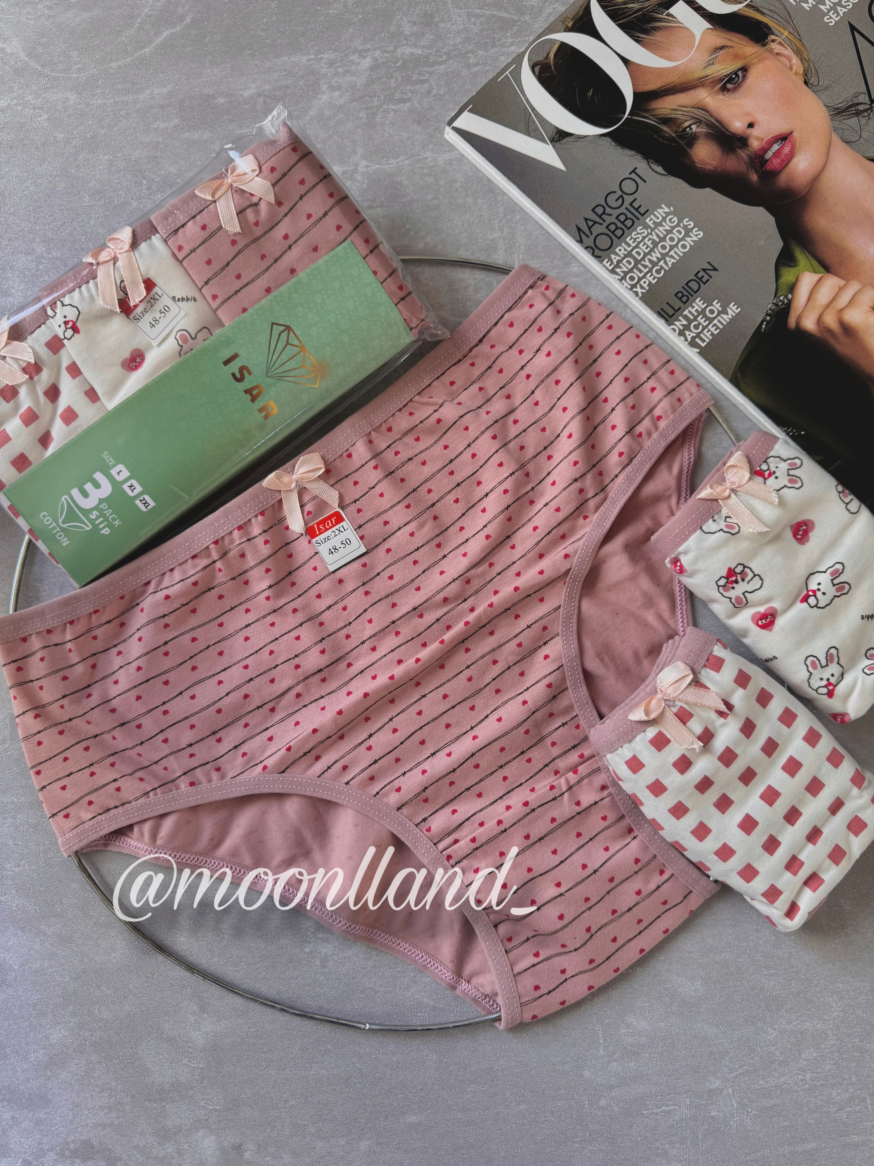 پک ۳ عددی شورت نخ پنبه سایزبندی 40 تا 5۲ طرح خرگوش کالباسی🐰🌸