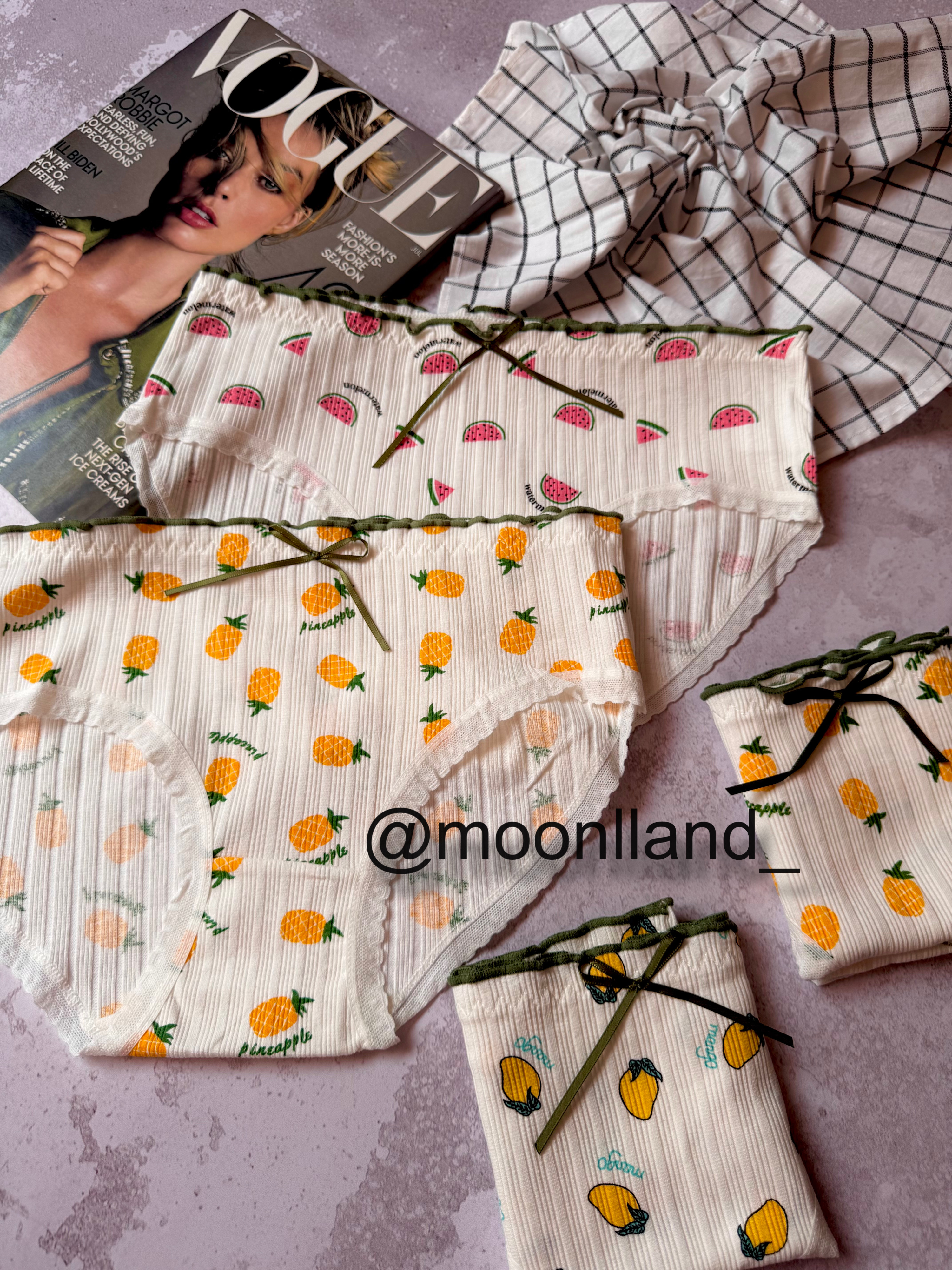 شورت نخ پنبه عروسکی سایز Xl طرح میوه fruit 🍉🍍🥭