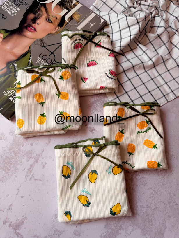 شورت نخ پنبه عروسکی سایز Xl طرح میوه fruit 🍉🍍🥭