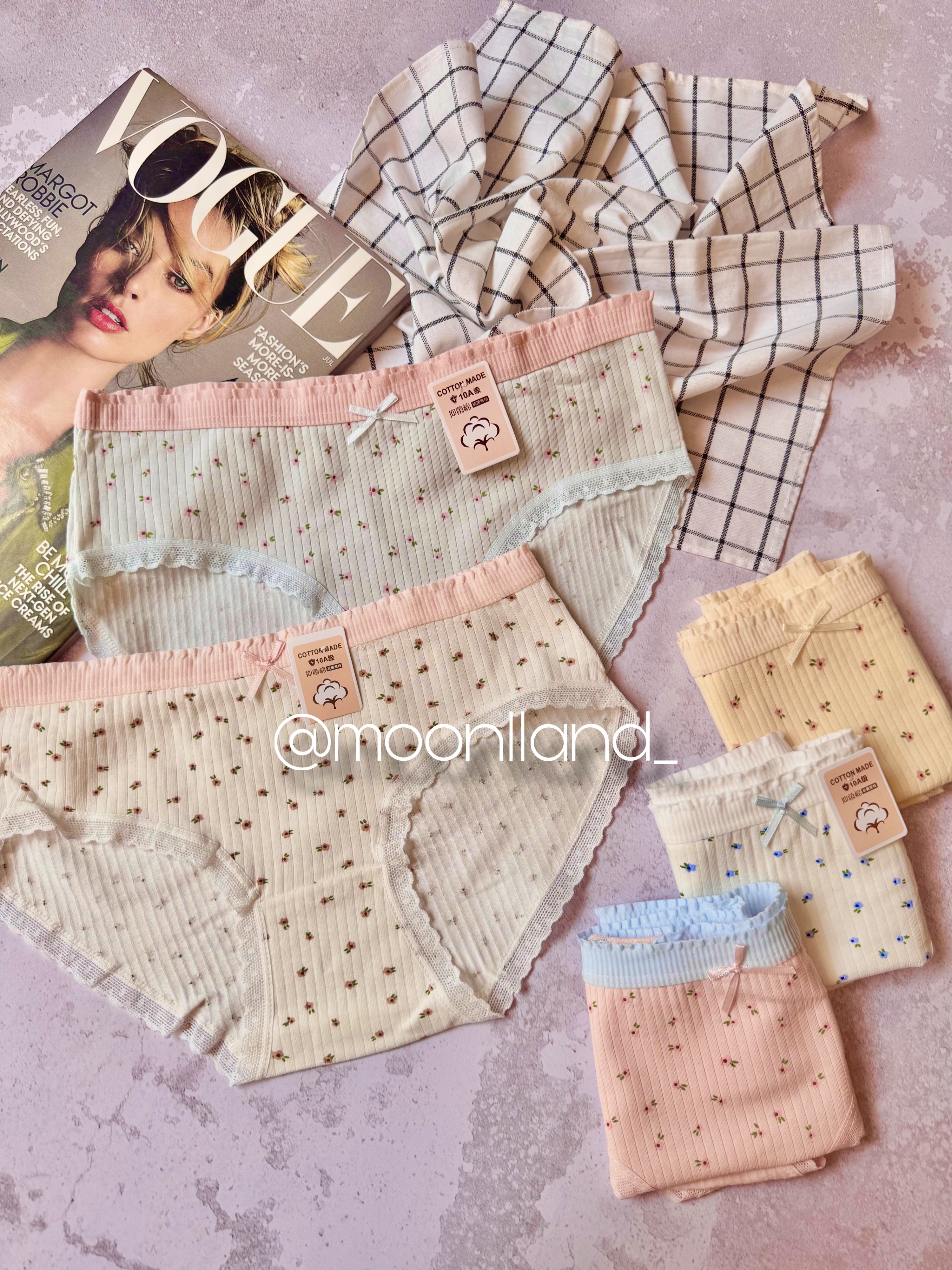 شورت نخ پنبه عروسکی سایز Xl طرح گل پاستلی 🍡