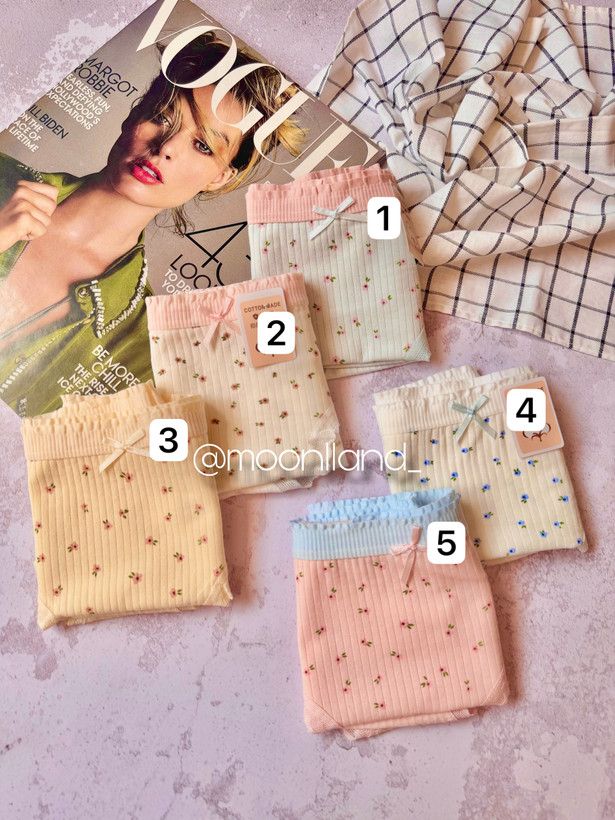 شورت نخ پنبه عروسکی سایز Xl طرح گل پاستلی 🍡