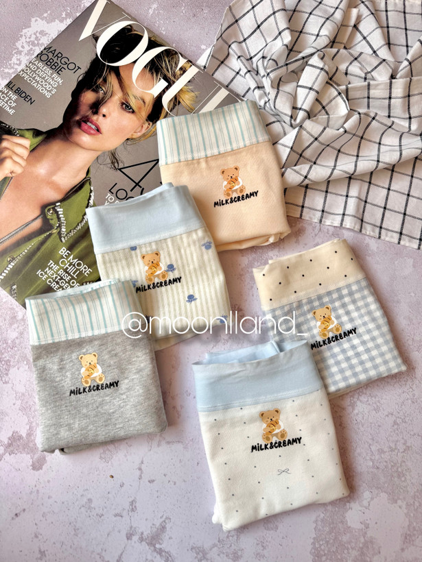 شورت نخ پنبه عروسکی سایز Xl طرح creamy 🥐🧸