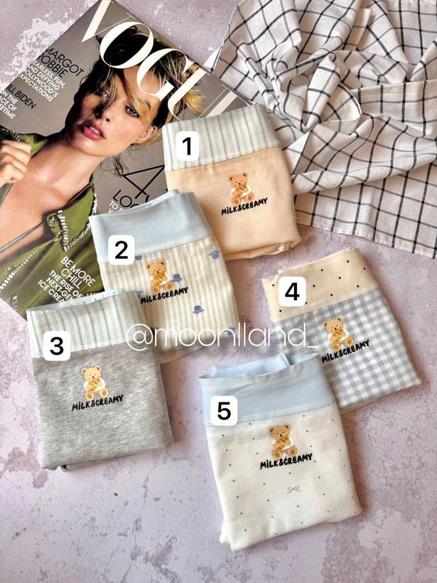 شورت نخ پنبه عروسکی سایز Xl طرح creamy 🥐🧸