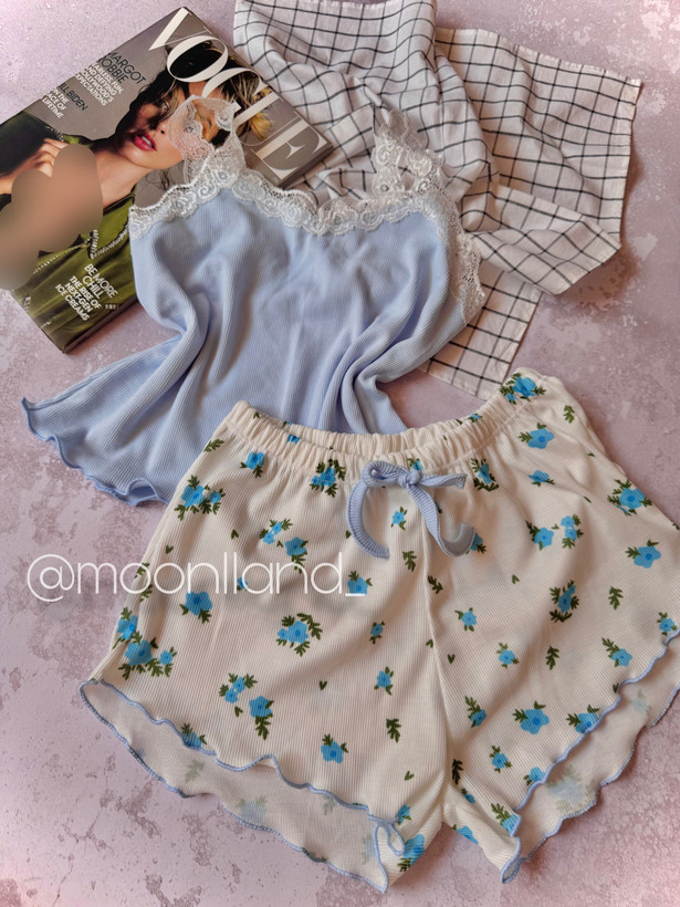 ست تاپ و شلوارک راحتی زنانه مدل شکوفه 🌸 🌼