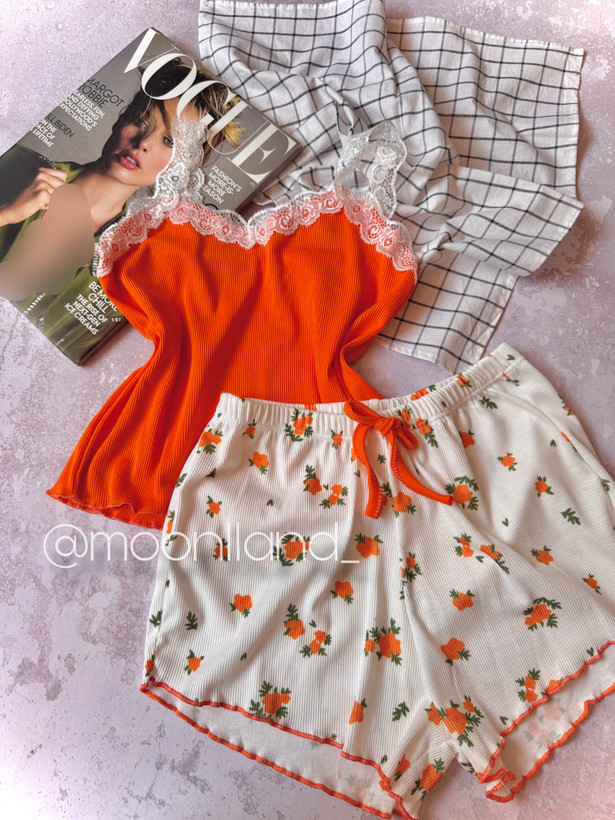 ست تاپ و شلوارک راحتی زنانه مدل شکوفه 🌸 🌼