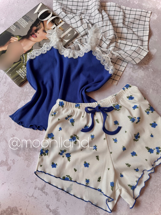 ست تاپ و شلوارک راحتی زنانه مدل شکوفه 🌸 🌼