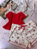 ست تاپ و شلوارک راحتی زنانه مدل شکوفه 🌸 🌼