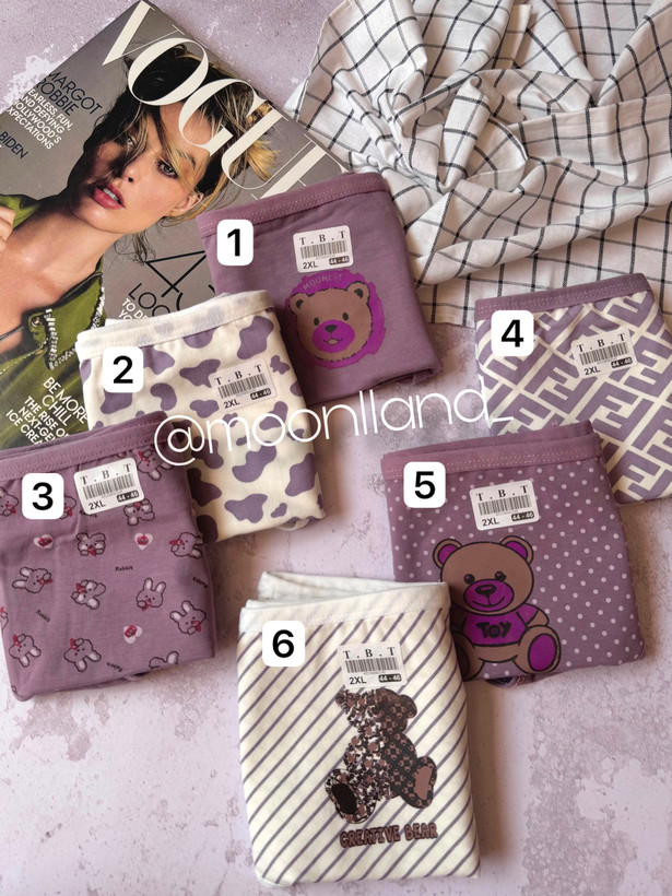 شورت نخی عروسکی سایز 2xl تم خرس یاسی 🧸💜