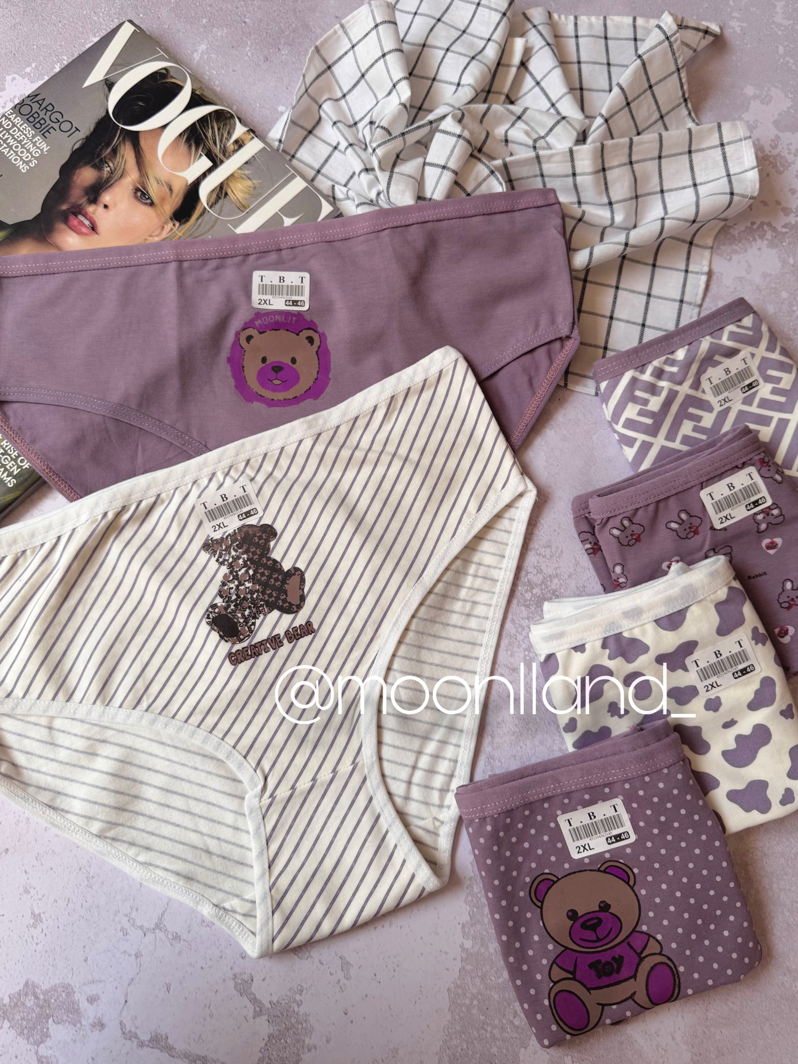 شورت نخی عروسکی سایز 3xl تم خرس یاسی 🧸💜