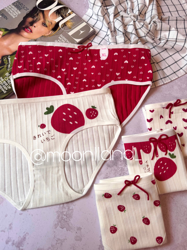شورت نخ پنبه عروسکی سایز Xl طرح توت فرنگی 🍓♥️